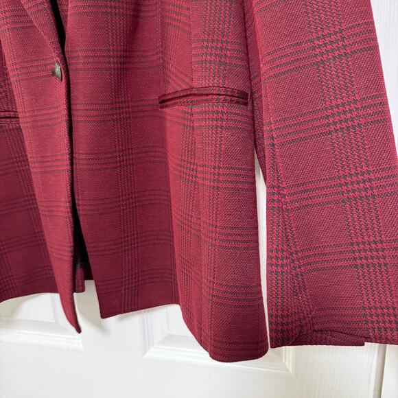 Lane Bryant New Women's Burgundy Plaid Single Button Blazer Jacket Size 20 - Picture 6 of 15